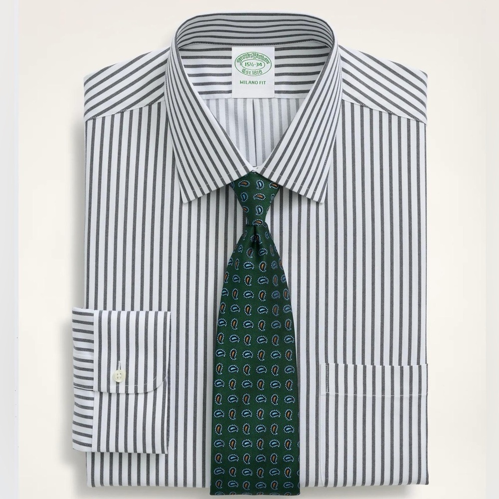 BROOKS BROTHER Stretch Milano Slim-Fit Dress Shirt sz 16 1/2 - 34